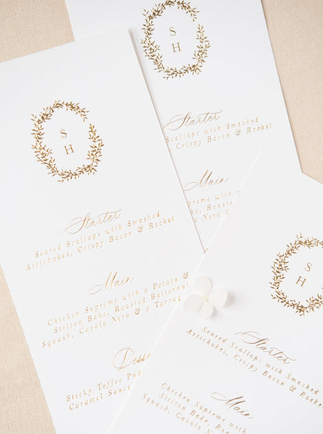 Monogram Wedding Menu Cards | Eliza May Prints