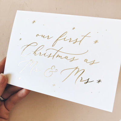 Our First Christmas as Mr & Mrs Gold Foil Card